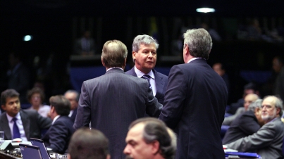 Senadores Agripino Maia, Arthur Virgílio e Fernando Collor no plenário do Senado - Brasília